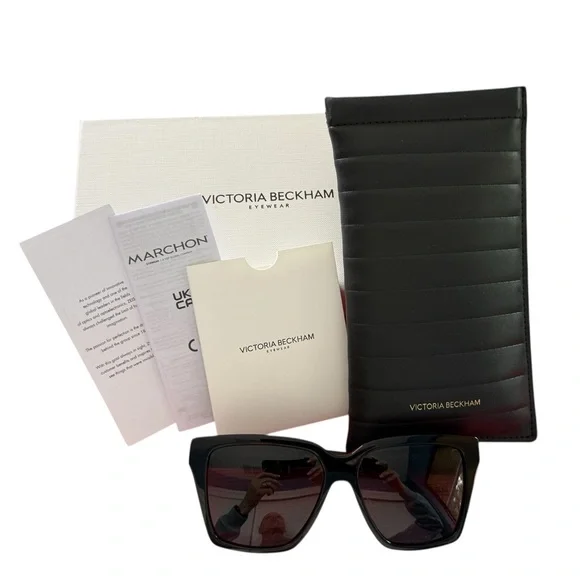 VICTORIA BECKHAM NEW Soft Square Frame Sunglasses In Black VB72S - Picture 7 of 7